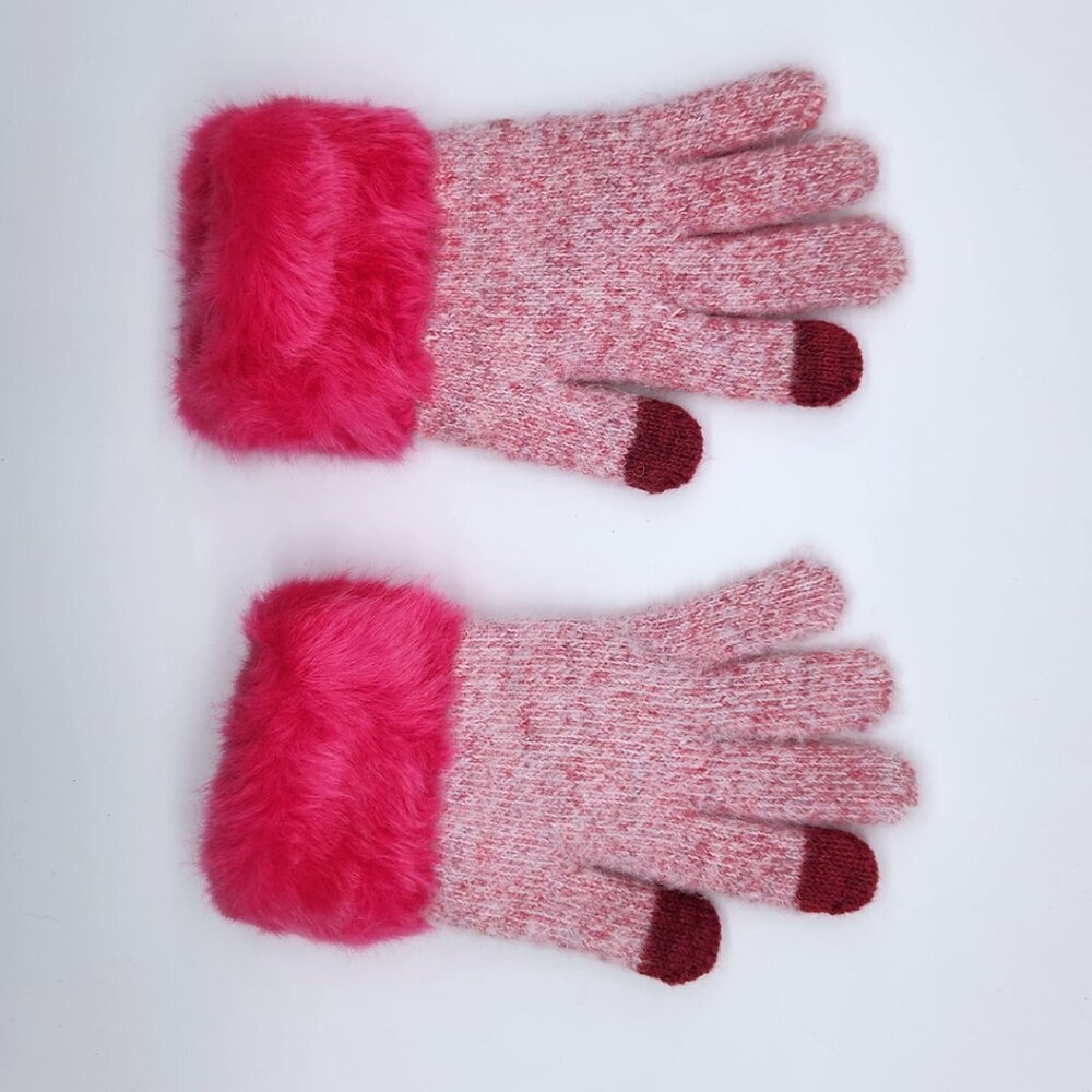 💙 Kids pinks fuzzy gloves, winter gloves with touch screen fingertips, cute - Picture 7 of 10